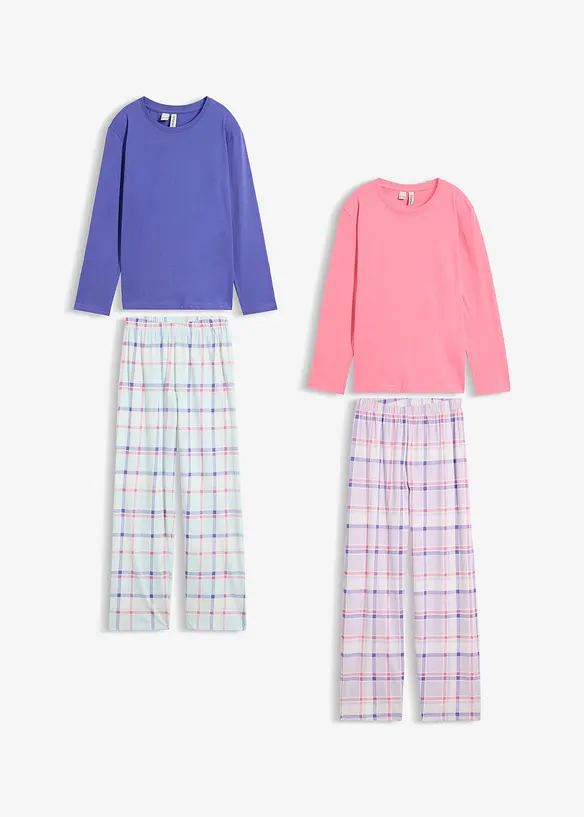 2 pyjamasar av ekologisk bomull (set i 4 delar), bonprix