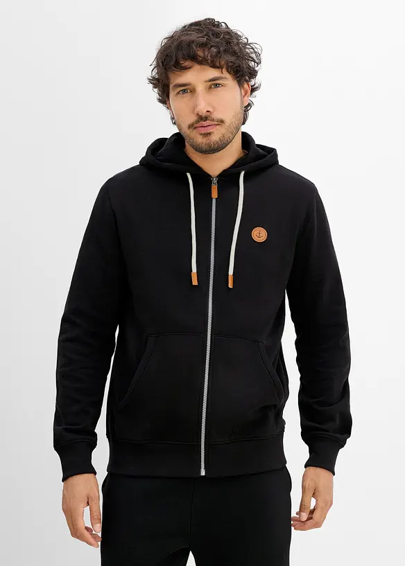 Munkjacka med detaljer i skinnimitation, bonprix