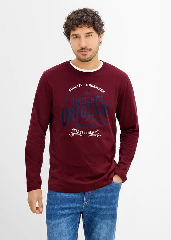 L&aring;ng&auml;rmad T-shirt av ekologisk bomull (2-pack), bonprix