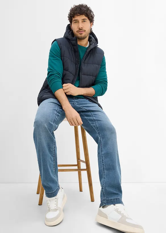 Classic Fit Jeans med f&ouml;rst&auml;rkt gren, Tapered, bonprix