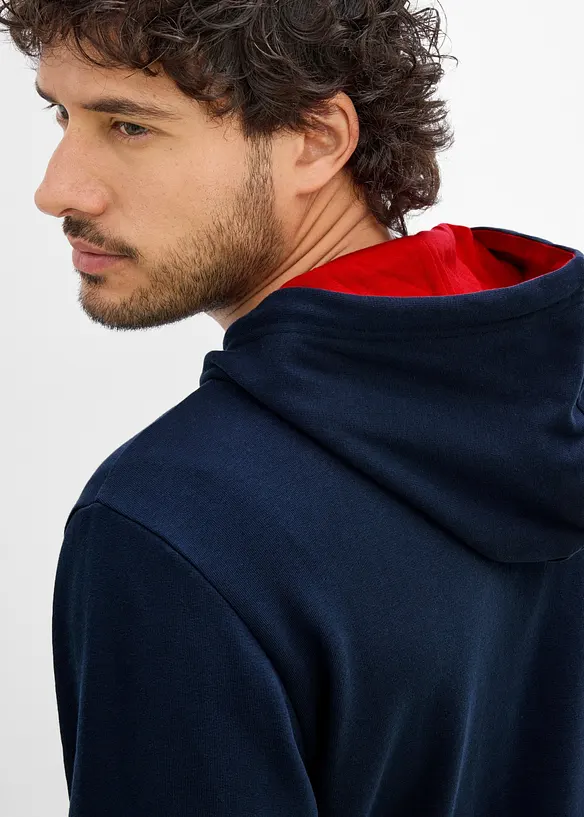 Sweatshirt med huva och tryck, bonprix