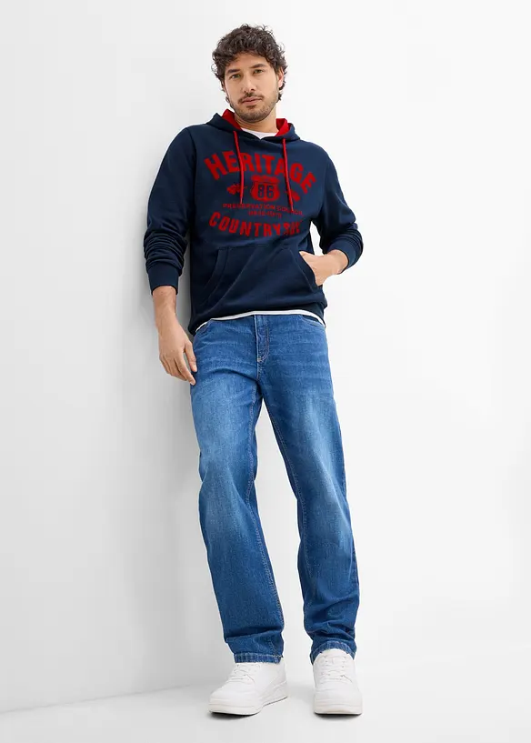 Sweatshirt med huva och tryck, bonprix