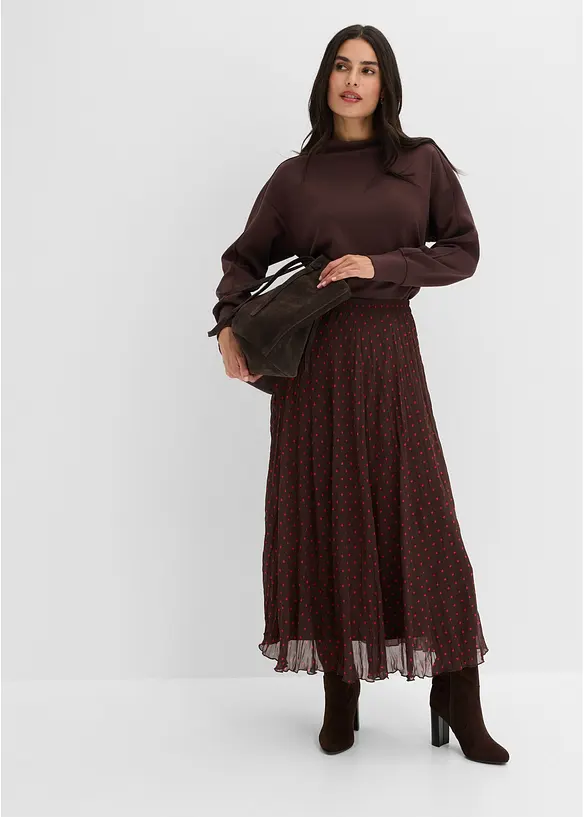 Chiffongkjol i krinklat material, bonprix