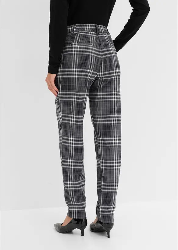 Byxa med stretch och rutigt m&ouml;nster, bonprix