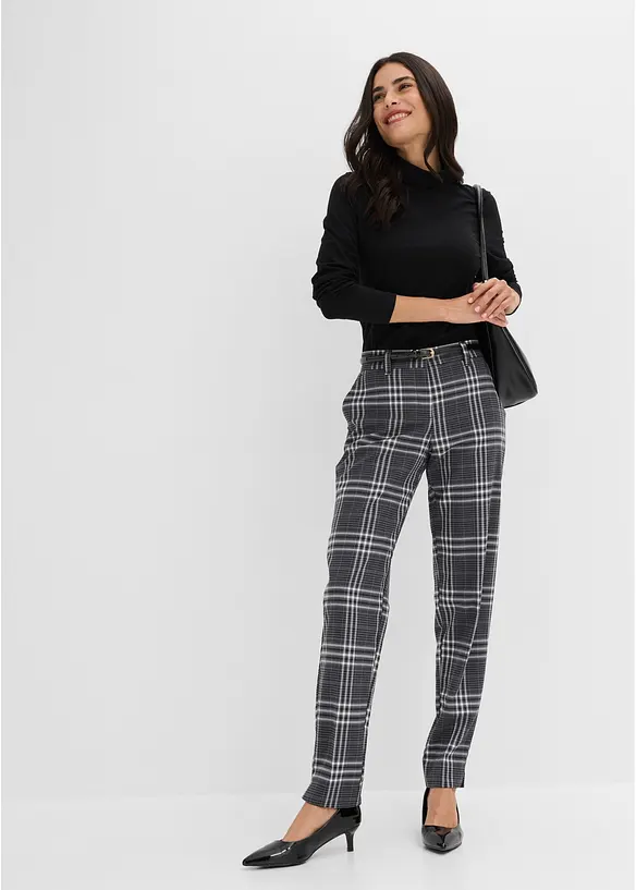 Byxa med stretch och rutigt m&ouml;nster, bonprix