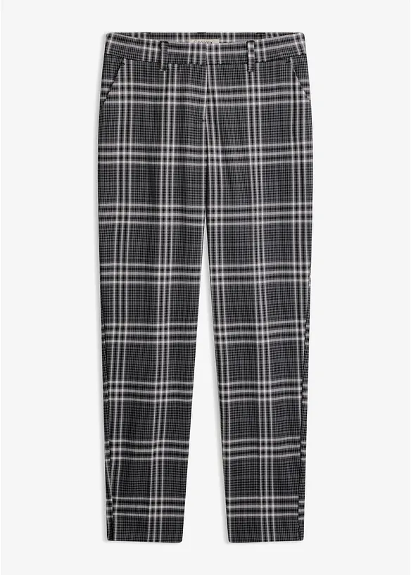 Byxa med stretch och rutigt m&ouml;nster, bonprix
