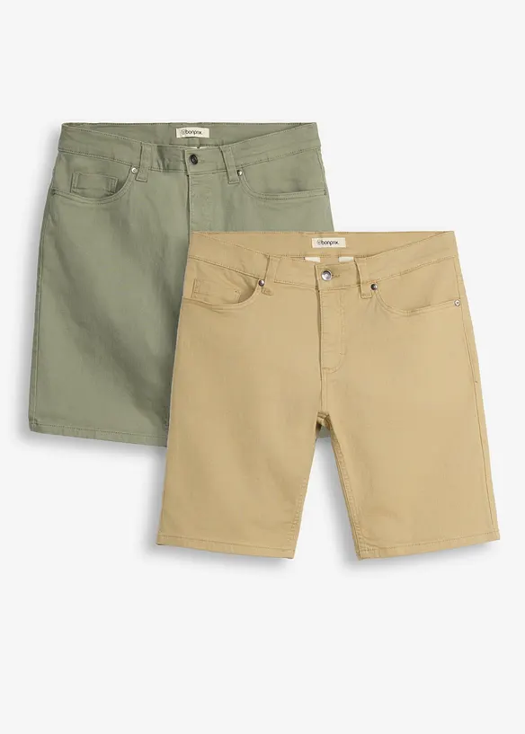 Stretchiga shorts, normal passform (2-pack), bonprix