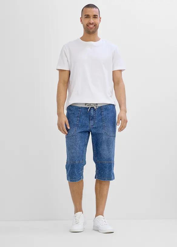 L&aring;nga dra p&aring;-jeansshorts, avslappnad passform, bonprix