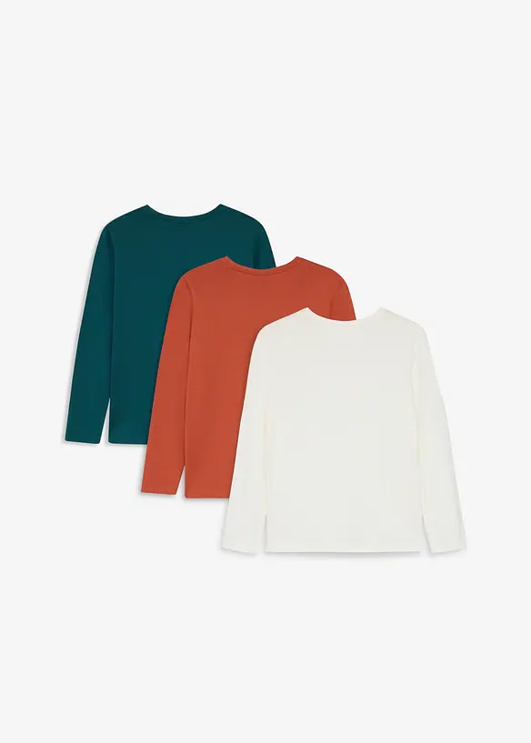 L&aring;ng&auml;rmad T-shirt med ekologisk bomull (3-pack), bonprix