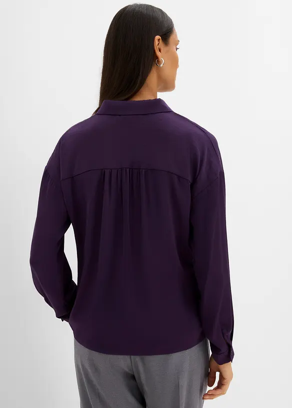 Skjortblus i f&ouml;ljsam satin, bonprix