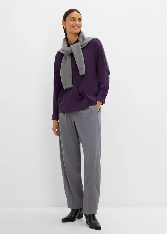 Skjortblus i f&ouml;ljsam satin, bonprix
