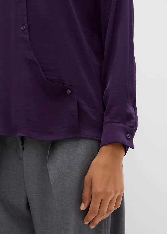 Skjortblus i f&ouml;ljsam satin, bonprix
