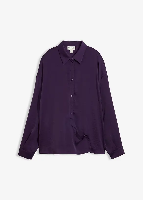 Skjortblus i f&ouml;ljsam satin, bonprix