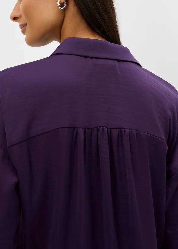 Skjortblus i f&ouml;ljsam satin, bonprix