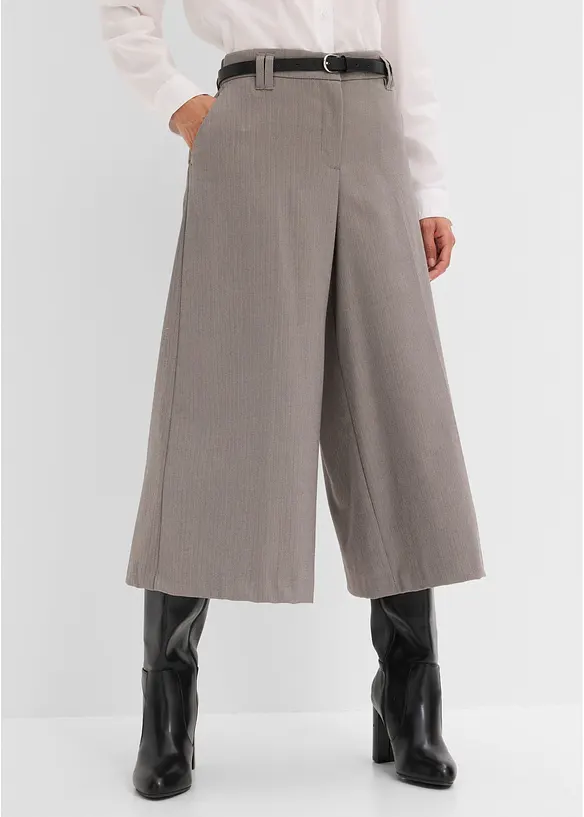 Fiskbensm&ouml;nstrad byxa med yllelook, bonprix