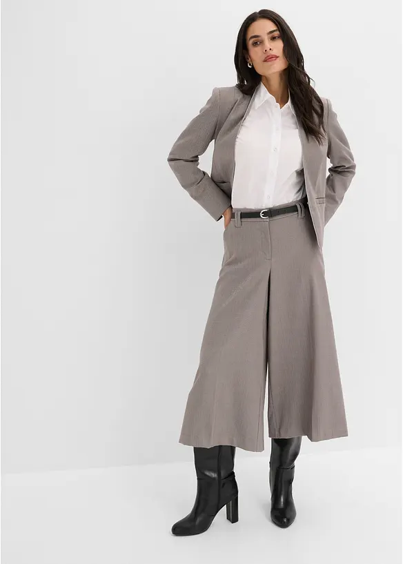 Fiskbensm&ouml;nstrad byxa med yllelook, bonprix