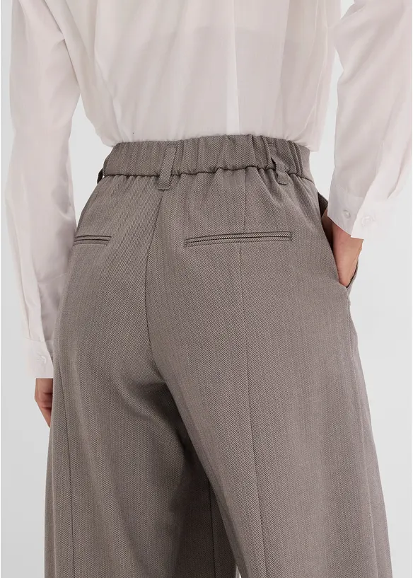 Fiskbensm&ouml;nstrad byxa med yllelook, bonprix