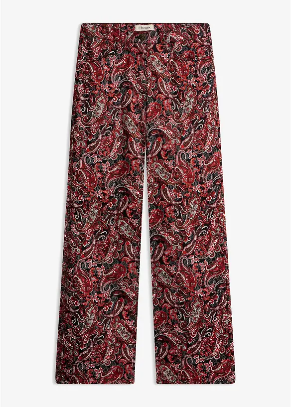 Stretchig twillbyxa med vida ben, bonprix