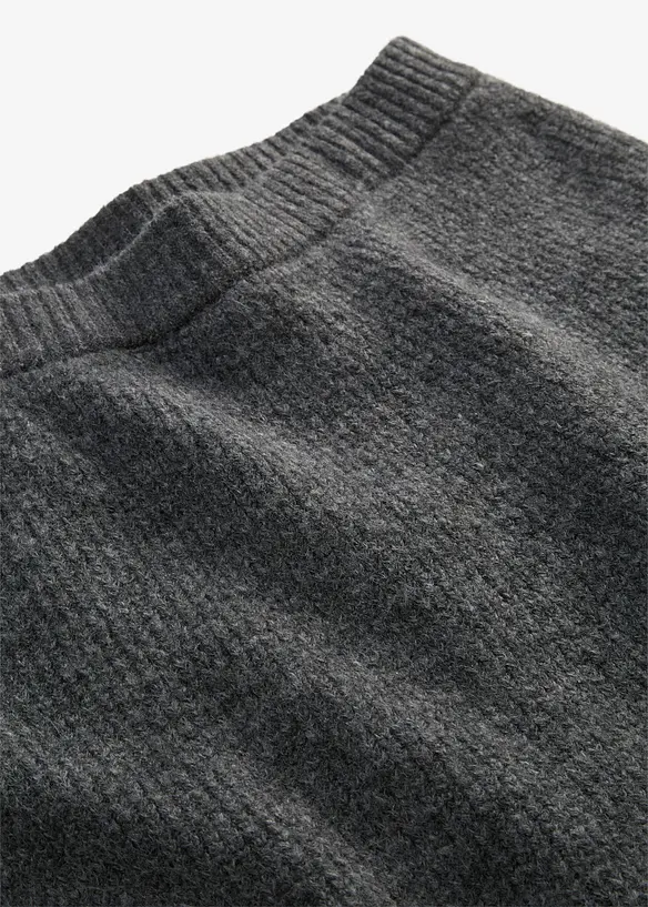 Stickad kjol i midil&auml;ngd, bonprix