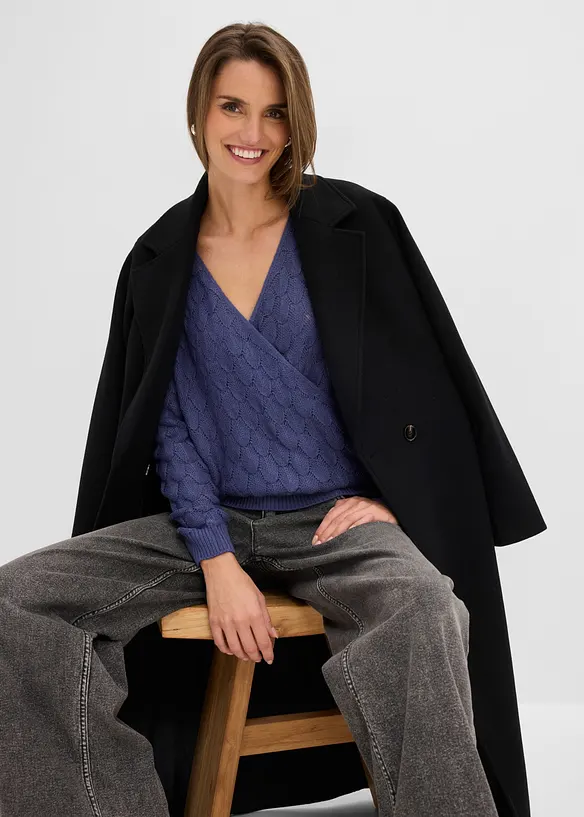 H&aring;lm&ouml;nstrad tr&ouml;ja med omlottlook, bonprix