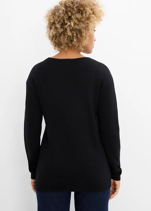 Milanostickad tr&ouml;ja med rund halsringning, bonprix