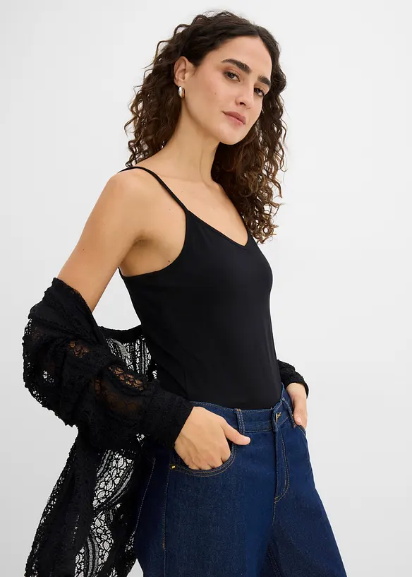 Jerseyblus med linne (2-delat set), bonprix