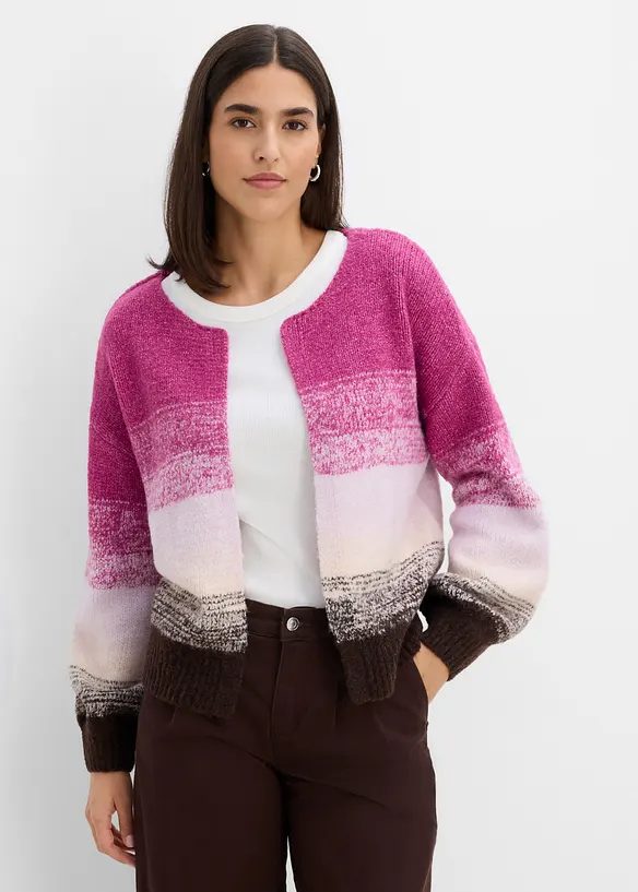 Grovstickad cardigan av mjuk materialmix, bonprix