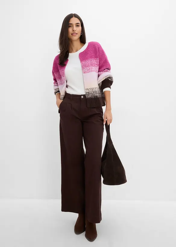 Grovstickad cardigan av mjuk materialmix, bonprix