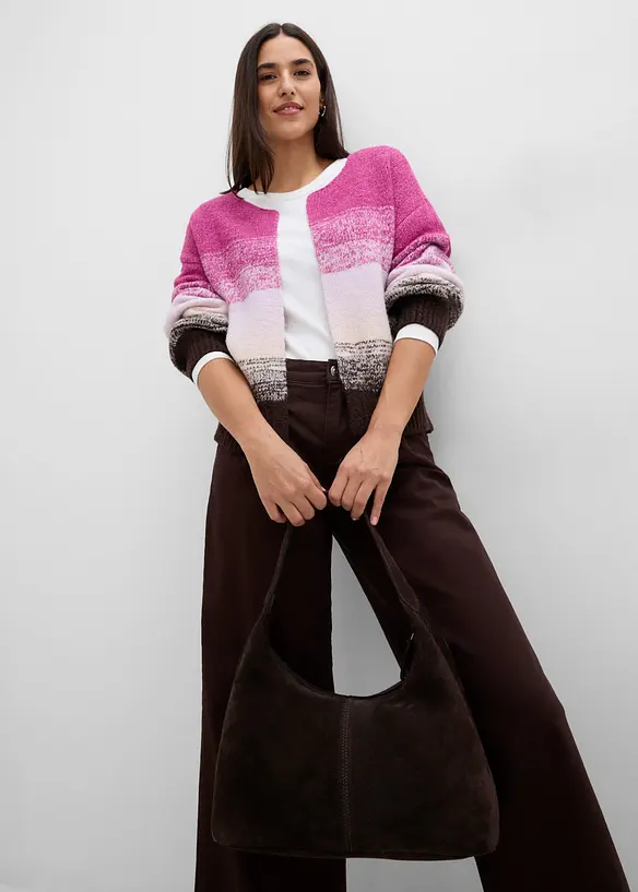 Grovstickad cardigan av mjuk materialmix, bonprix