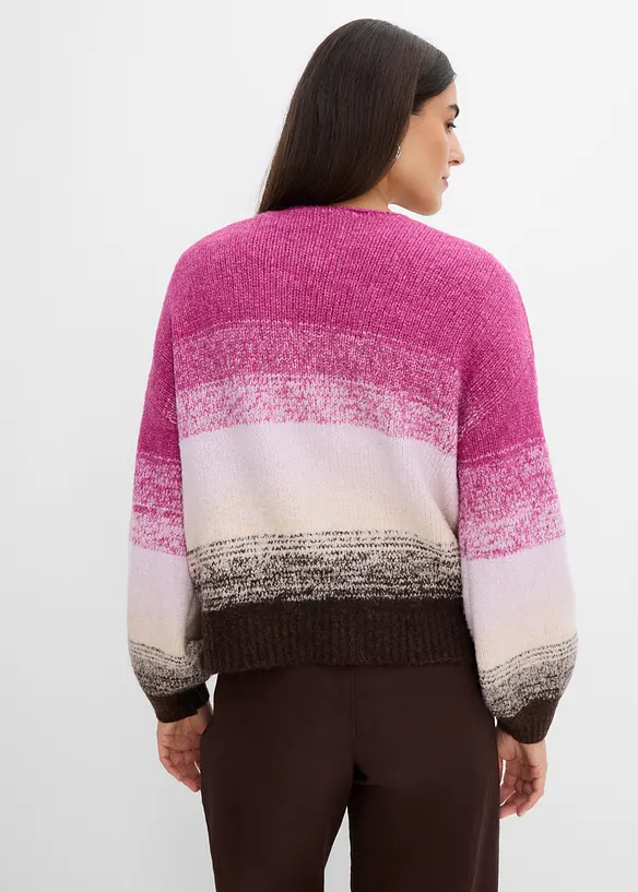 Grovstickad cardigan av mjuk materialmix, bonprix