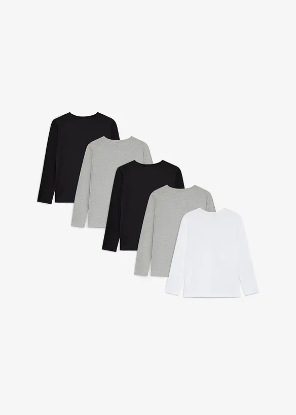 L&aring;ng&auml;rmad T-shirt med ekologisk bomull (5-pack), bonprix