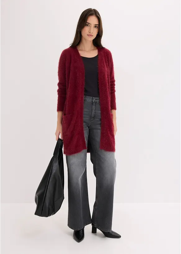 L&aring;ng cardigan med fluffig stil, bonprix