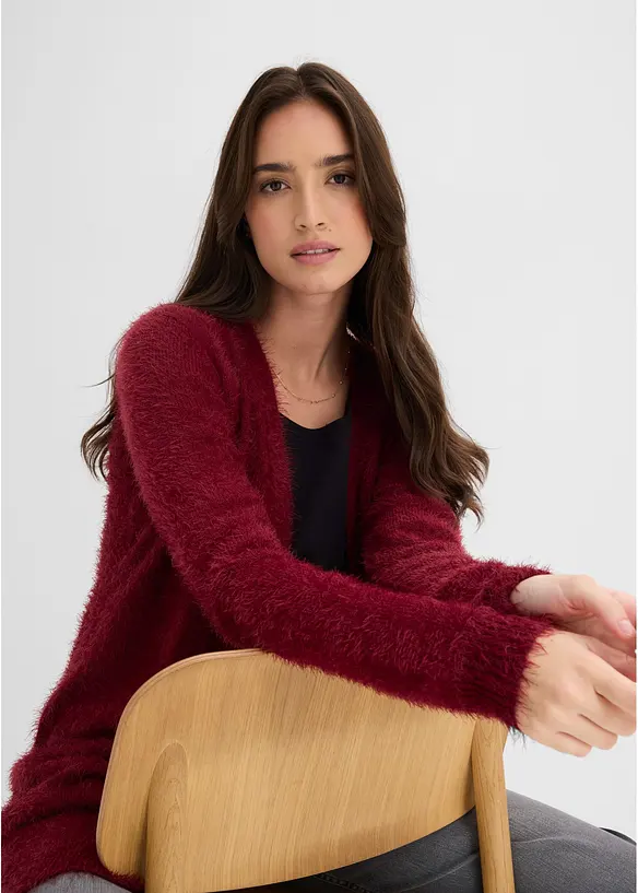 L&aring;ng cardigan med fluffig stil, bonprix