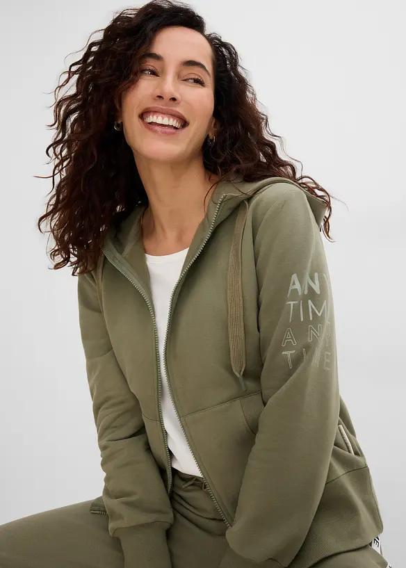 Mjuk sweatshirt med huva, av stabil bomullsmix, bonprix