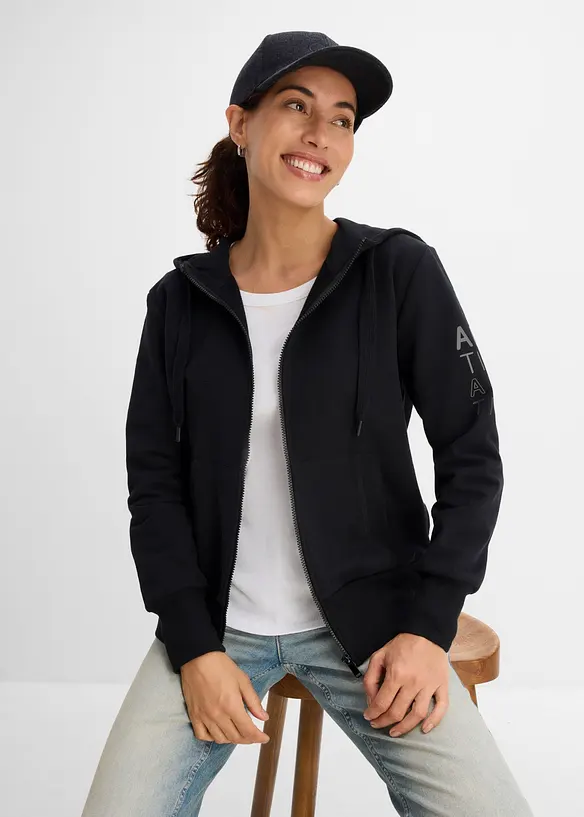 Mjuk sweatshirt med huva, av stabil bomullsmix, bonprix