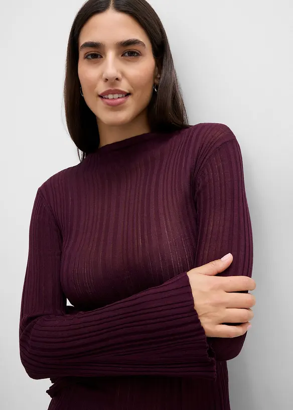 Stickad topp i halvtransparent material, bonprix