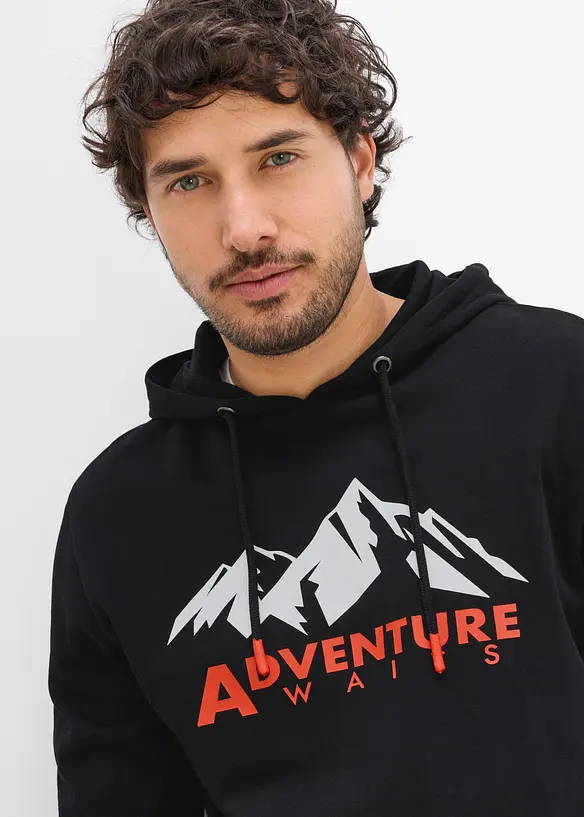 Sweatshirt med huva och ekologisk bomull, bonprix