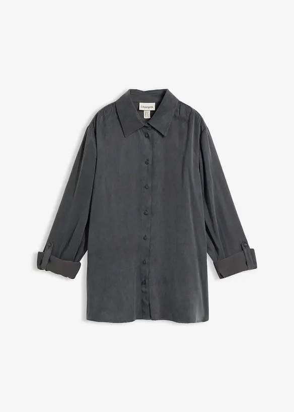 Skjortblus i f&ouml;ljsam kupro och viskos, bonprix