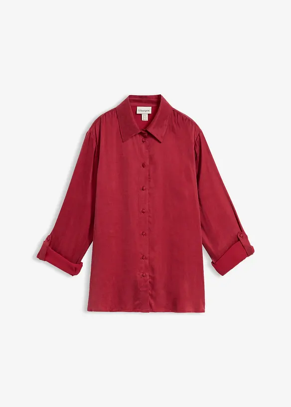 Skjortblus i f&ouml;ljsam kupro och viskos, bonprix