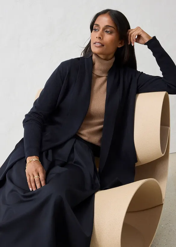 Cardigan i bomull och ull, bonprix