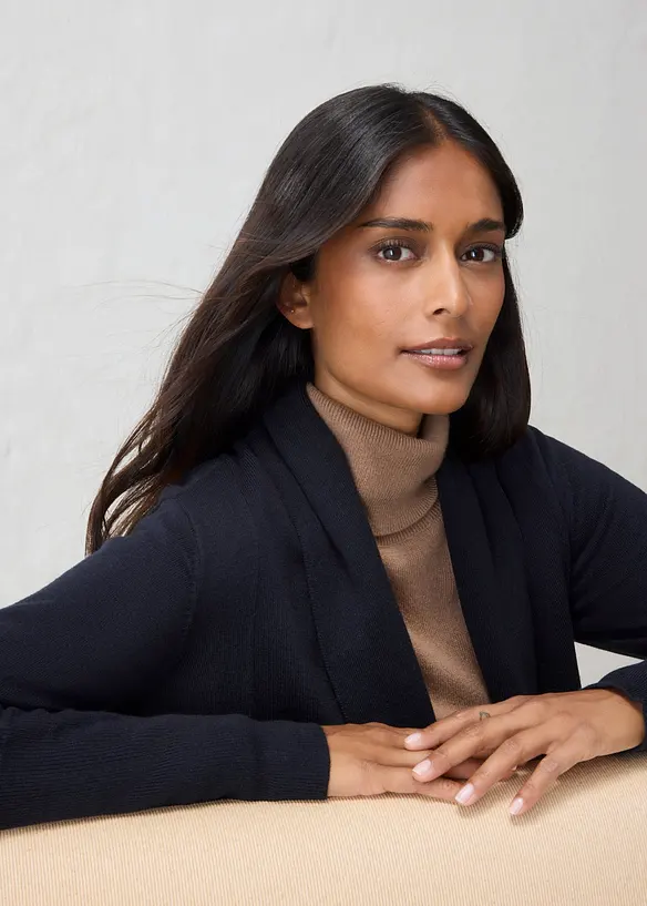 Cardigan i bomull och ull, bonprix