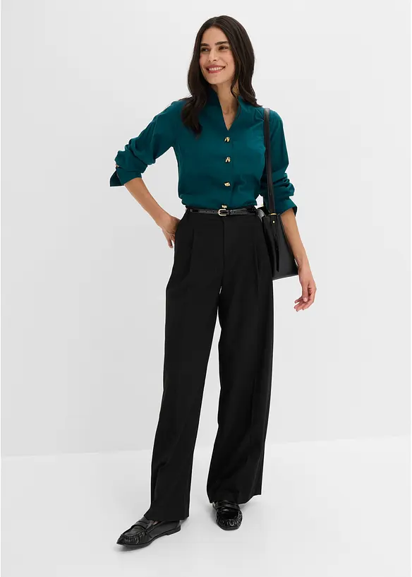 Strykfri stretchblus i poplin, bonprix