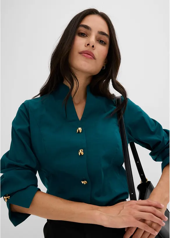 Strykfri stretchblus i poplin, bonprix