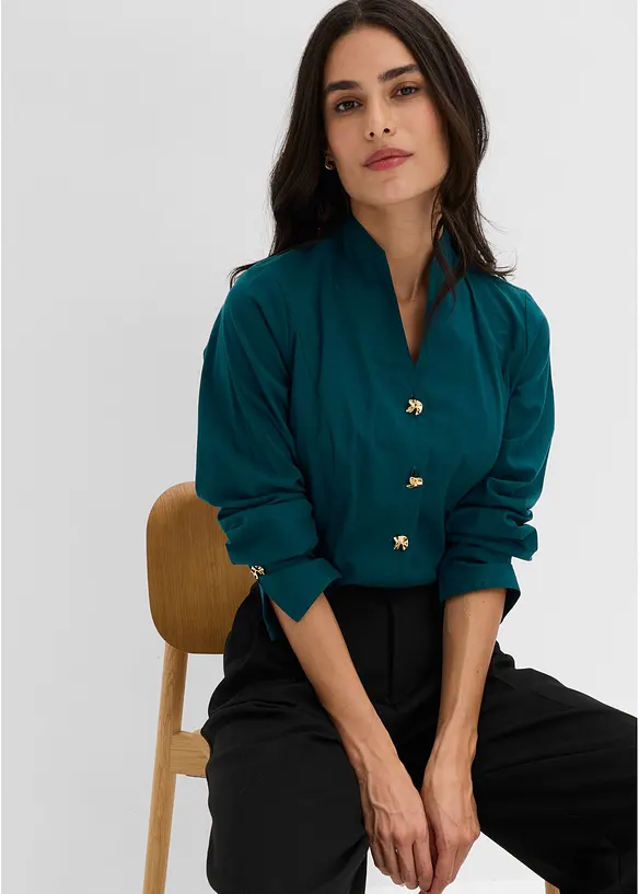 Strykfri stretchblus i poplin, bonprix