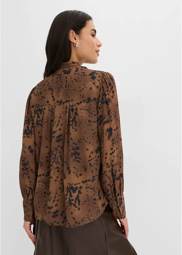Chiffongblus med st&aring;krage, bonprix