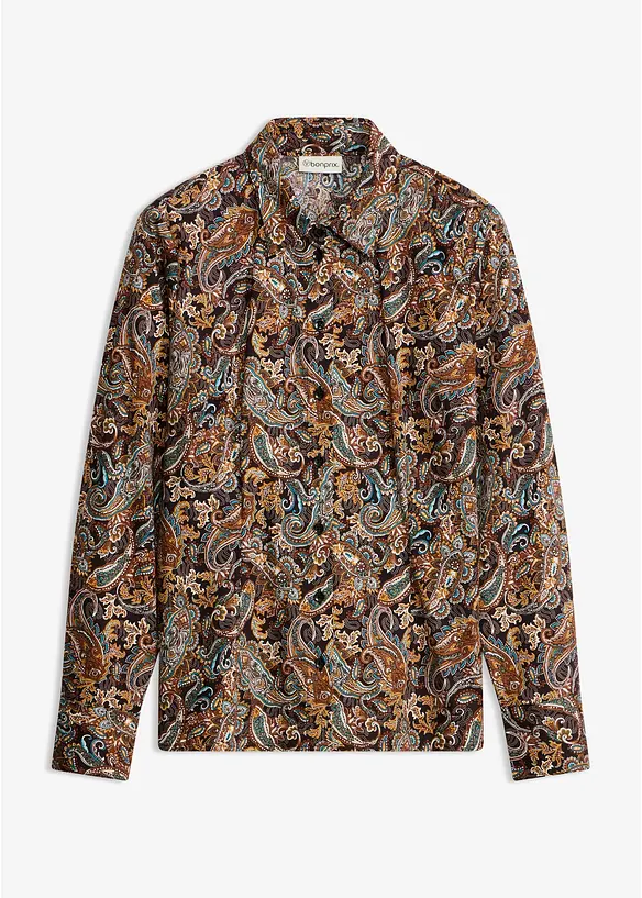 Strykfri skjortblus i bomullsstretch, bonprix