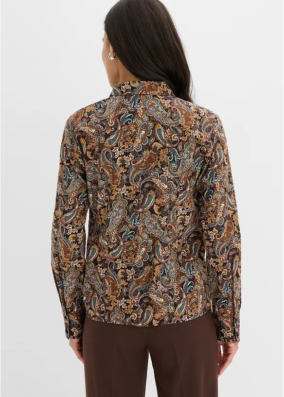 Strykfri skjortblus i bomullsstretch, bonprix