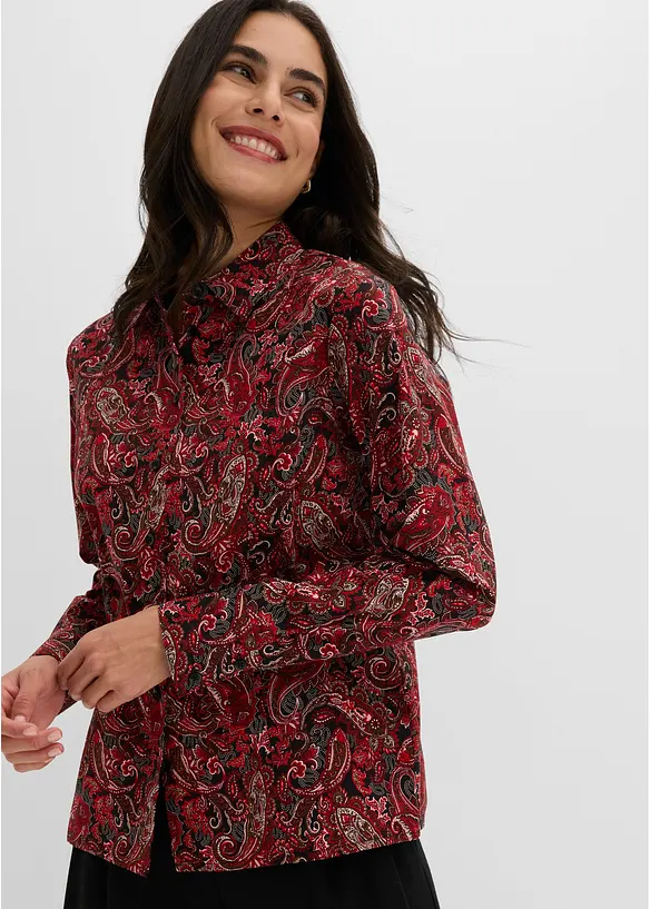 Strykfri skjortblus i bomullsstretch, bonprix