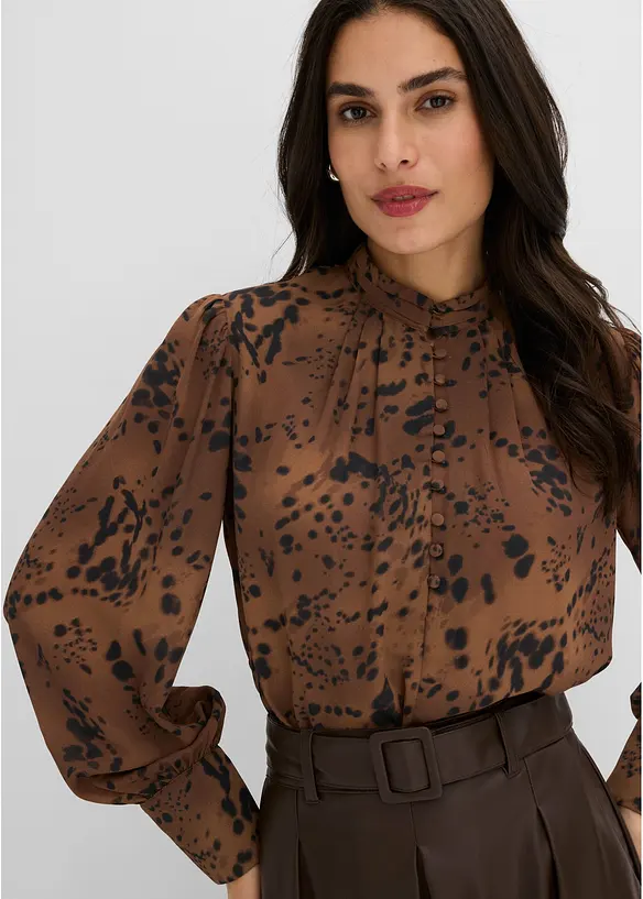 Chiffongblus med st&aring;krage, bonprix