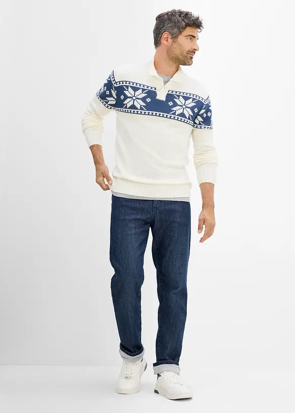 Termojeans med jerseyfoder, Classic Fit, Straight, bonprix
